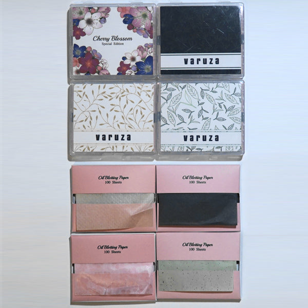 바루쟈 기름종이 세트 800매 - 여성 화장용품 필수품 Varuza Face Oil Blotting Paper Sheets with Makeup Mirror 4 Set(800 Sheets)